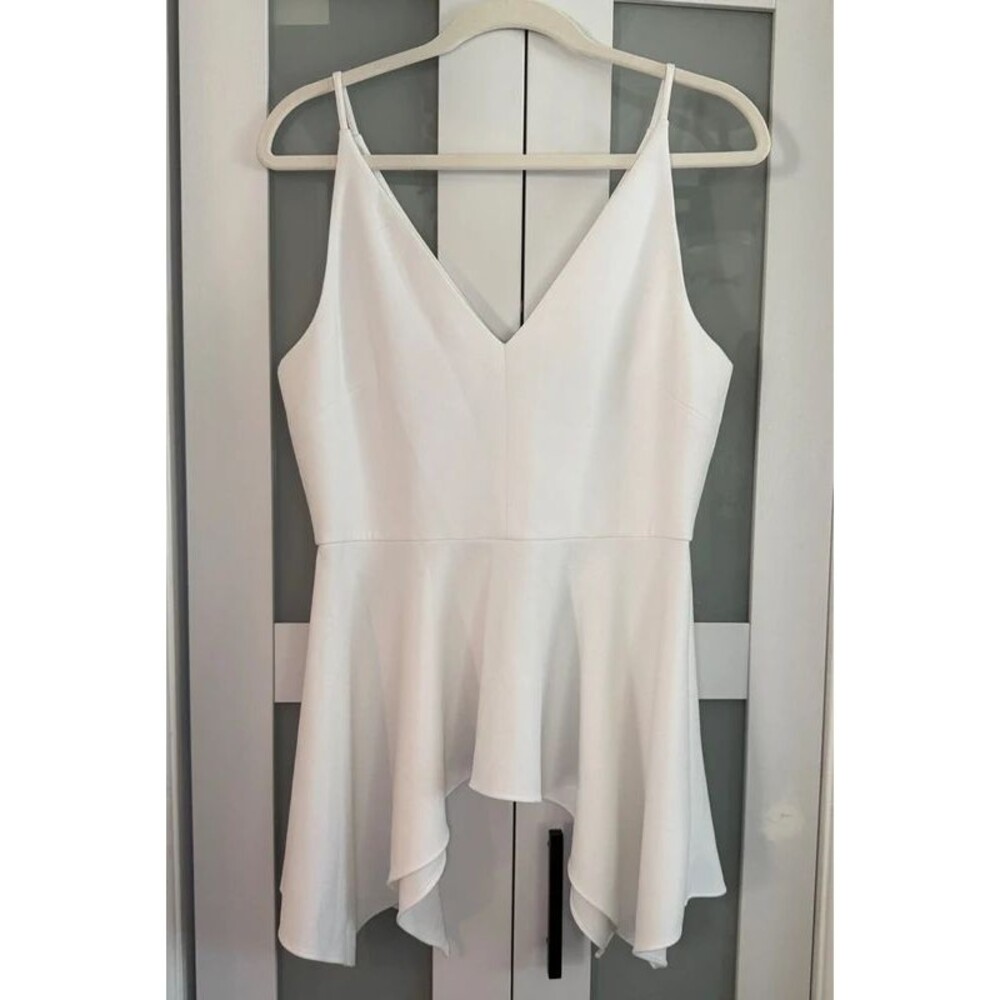 White Asymmetric Peplum Cami Going Out Top Medium
